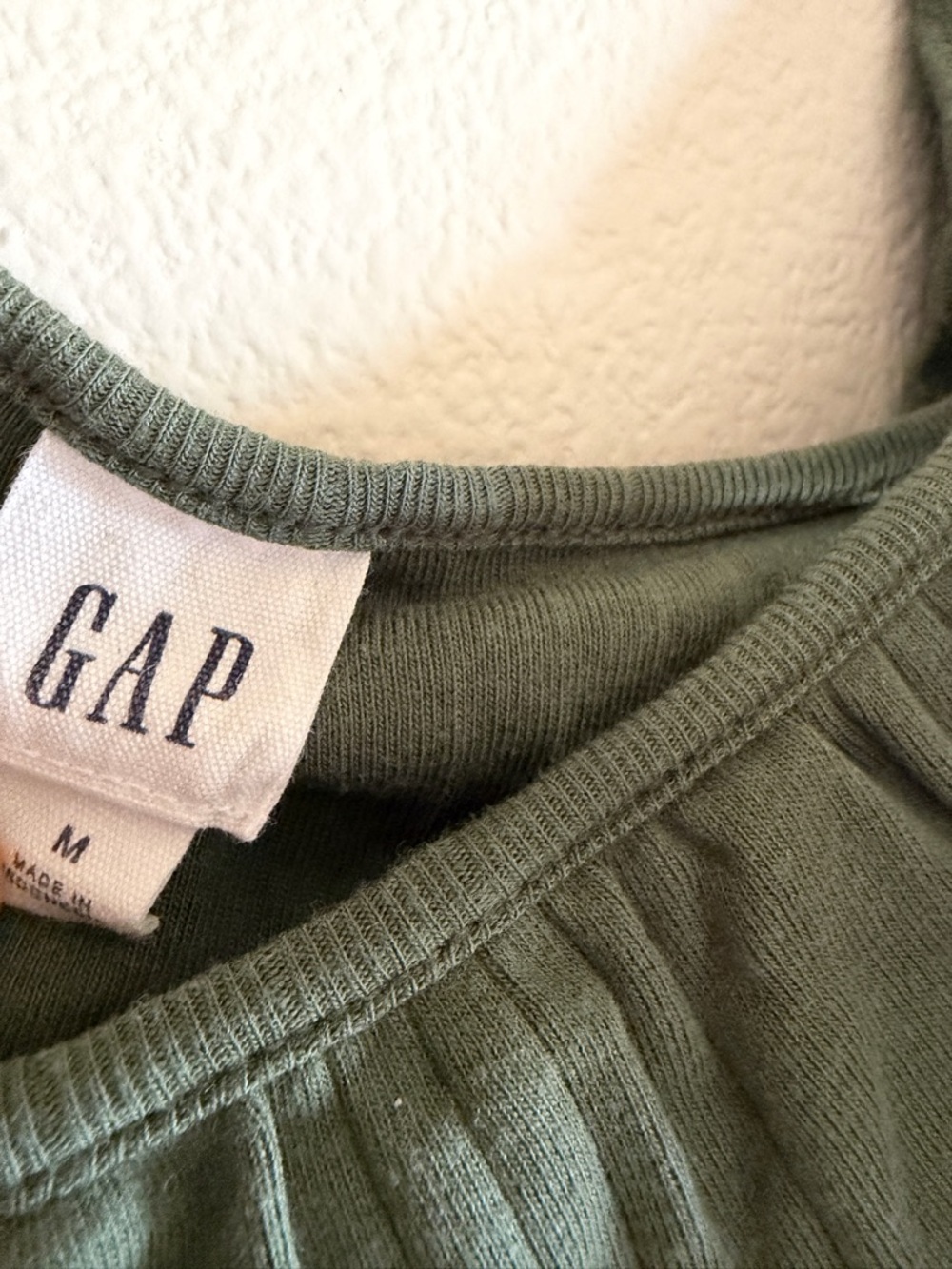 GAP Olive Green Ribbed Ruffle-Neck Tank - Picture 2 of 4